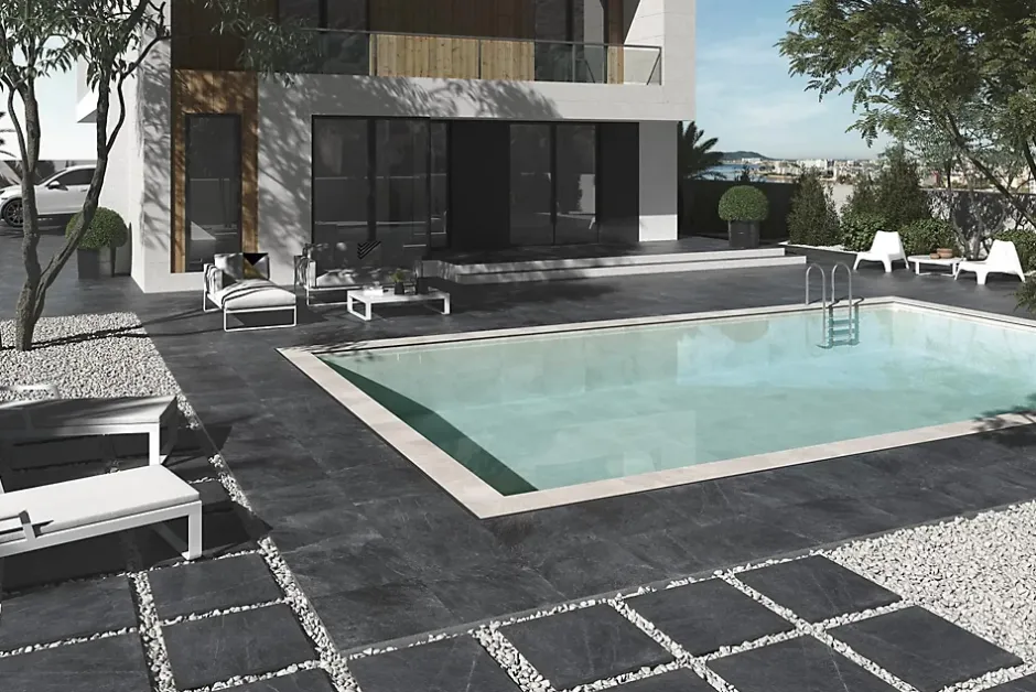 Carrelage Slaterock 2cm Gris - ADZ 90 x 60cm ( vendu par boite de 1,07 m² )-Vitacer Hot