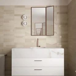 Eiffel art construction Carrelage sol / mur brique effet béton beige mate 6x30 cm WADI BEIGE