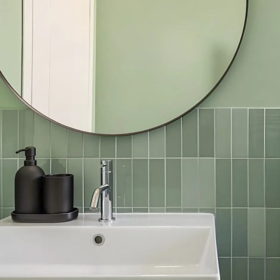 Aelle Carrelage Carrelage sol / mur briquette rectangulaire uni vert menthe brillant 5X15 cm FÄRGBLOCK LUCIDO MENTA FGB106L