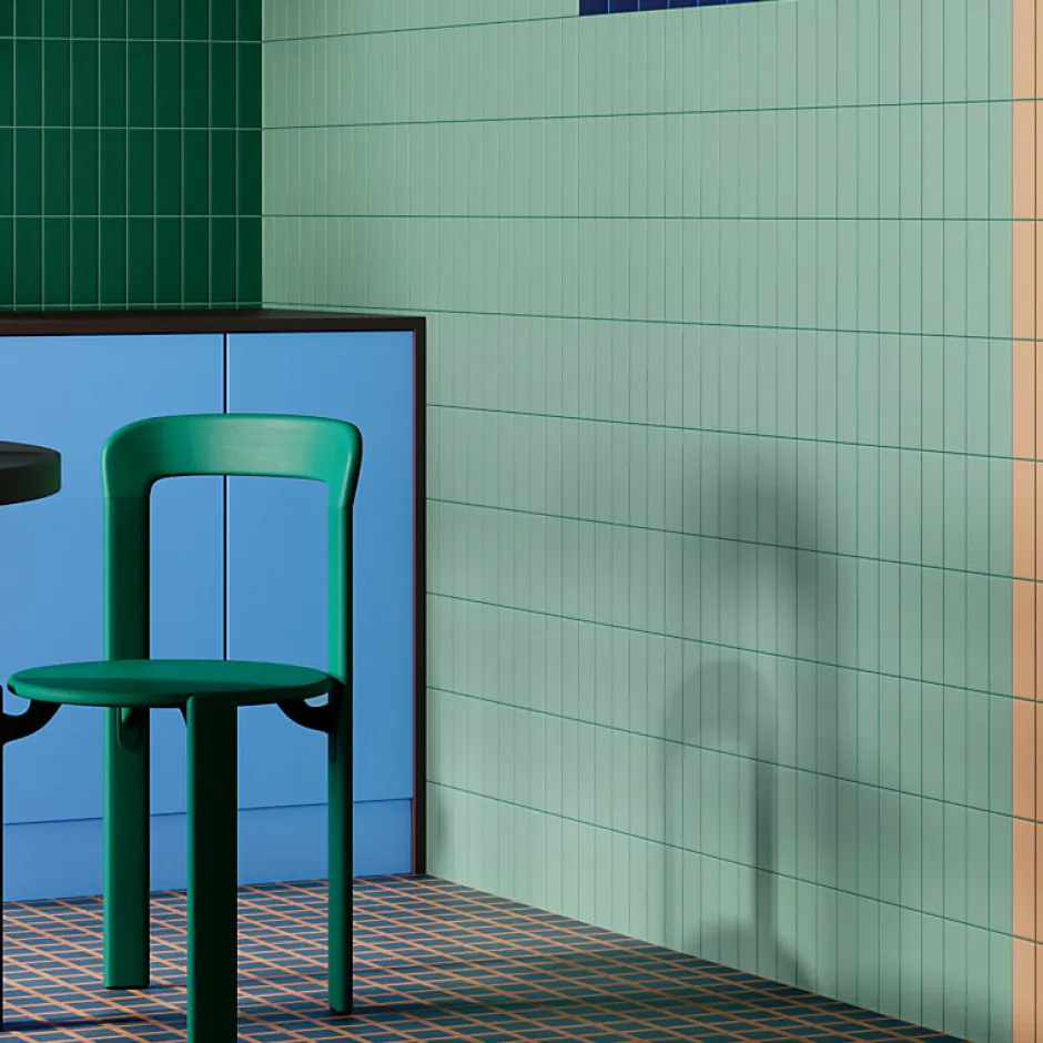 Aelle Carrelage Carrelage sol / mur briquette rectangulaire uni vert menthe brillant 5X15 cm FÄRGBLOCK LUCIDO MENTA FGB106L