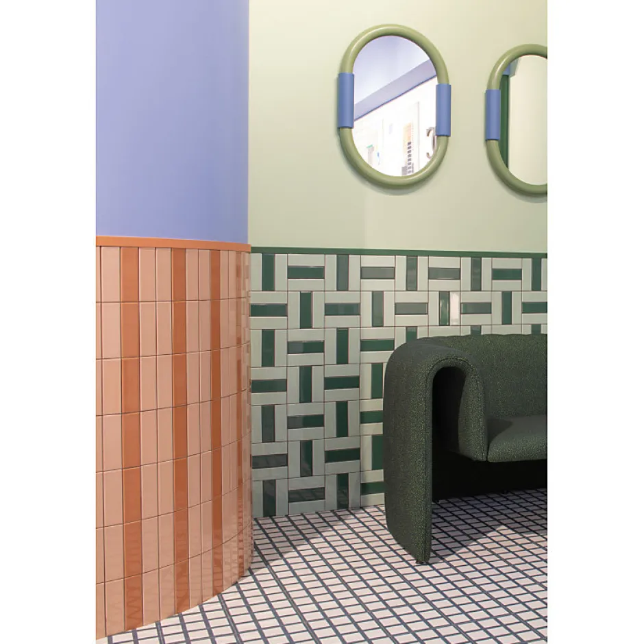 Aelle Carrelage Carrelage sol / mur briquette rectangulaire uni vert menthe brillant 5X15 cm FÄRGBLOCK LUCIDO MENTA FGB106L