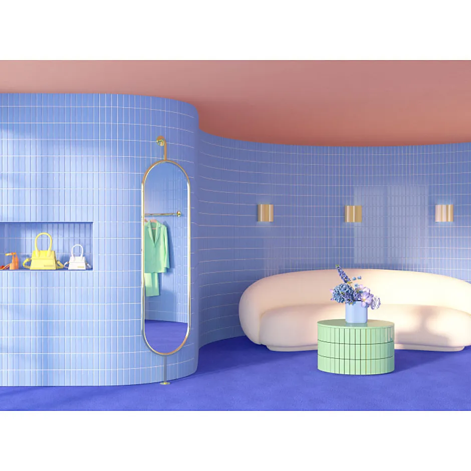 Aelle Carrelage Carrelage sol / mur briquette rectangulaire uni bleu mate 5X15 cm FÄRGBLOCK MATT CIELO FGB117M