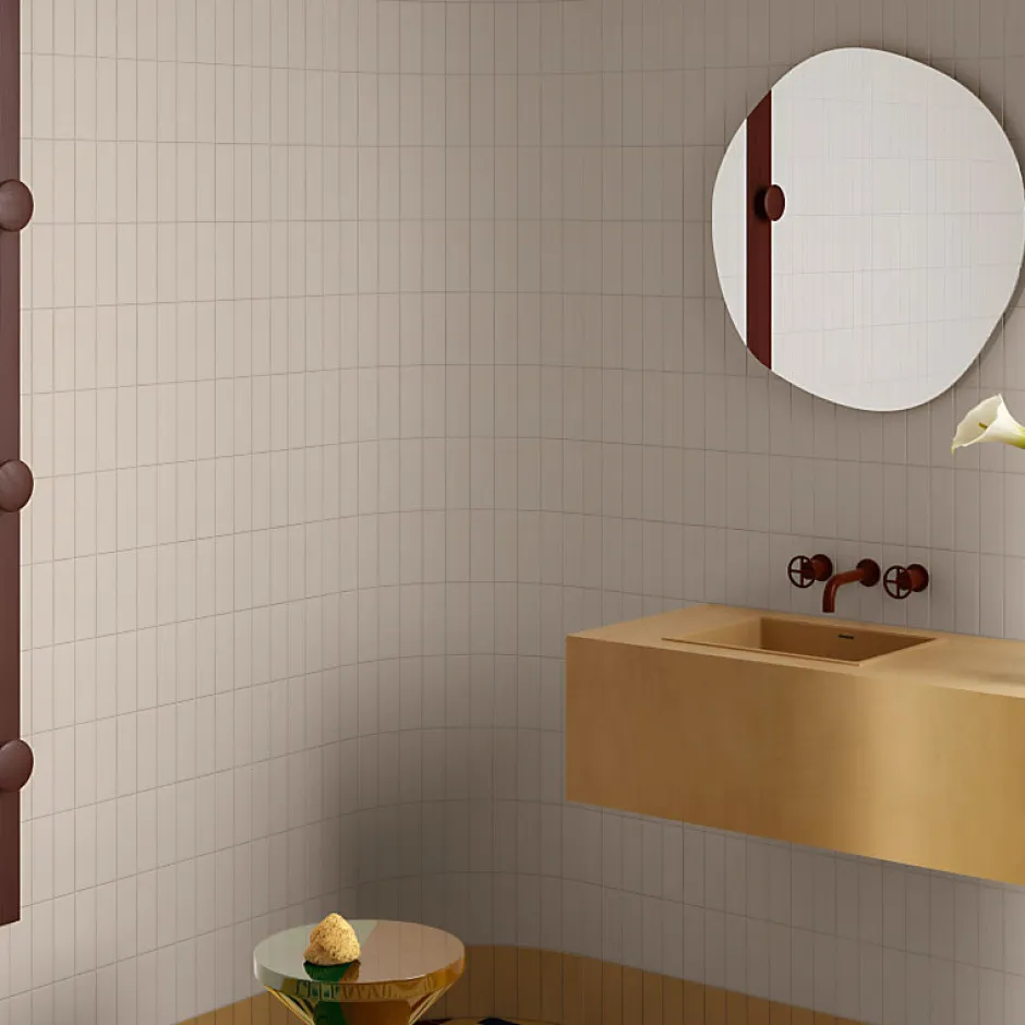 Aelle Carrelage Carrelage sol / mur briquette rectangulaire uni beige sable mate 5X15 cm FÄRGBLOCK MATT SABIA FGB115M