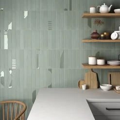 Eiffel art construction Carrelage sol / mur brique effet béton vert menthe mate 6x30 cm WADI MINT