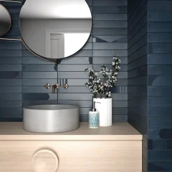 Carrelage sol / mur brique effet béton bleu pétrole mate 6x30 cm WADI INDACO-Eiffel art construction Sale