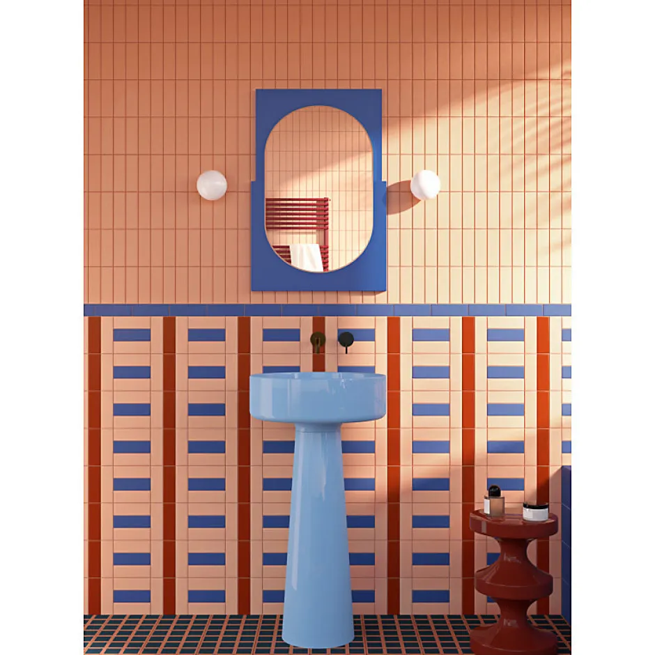 Aelle Carrelage Carrelage sol / mur briquette rectangulaire uni rose brillant 5X15 cm FÄRGBLOCK LUCIDO CIPRIA FGB108L