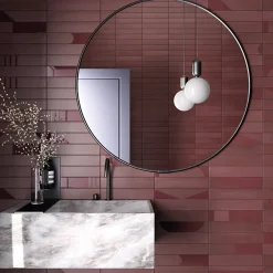 Eiffel art construction Carrelage sol / mur brique effet béton rouge mate 6x30 cm WADI GARNET