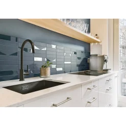 Carrelage sol / mur brique déco mixe mate et brillant effet béton bleu pétrole 6x30 cm WADI DECOR INDACO-Aelle Carrelage New