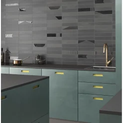 Eiffel art construction Carrelage sol / mur brique effet béton noir mate 6x30 cm WADI NOIR