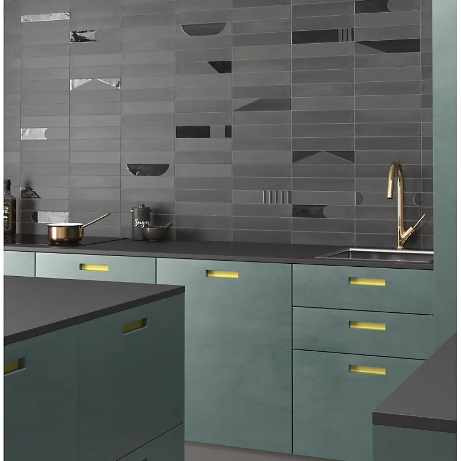 Eiffel art construction Carrelage sol / mur brique effet béton noir mate 6x30 cm WADI NOIR