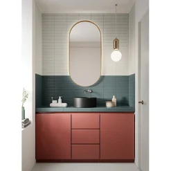 Aelle Carrelage Carrelage sol / mur brique à relief uni bleu vert 5,6x23,2 cm MODULO INCISO MUSCHIO