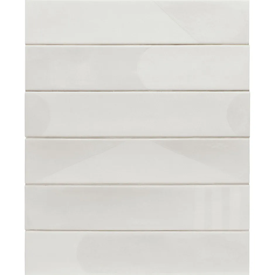 Aelle Carrelage Carrelage sol / mur brique déco mixe mate et brillant effet béton blanc 6x30 cm WADI DECOR SNOW