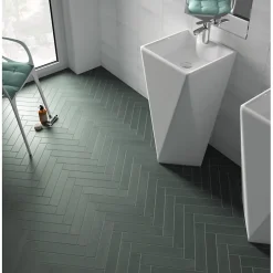 Aelle Carrelage Carrelage sol / mur brique déco mixe mate et brillant effet béton blanc 6x30 cm WADI DECOR SNOW