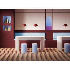 Carrelage sol / mur briquette rectangulaire uni rouge brillant 5X15 cm FÄRGBLOCK LUCIDO BORGOGNA FGB111L-Aelle Carrelage Discount