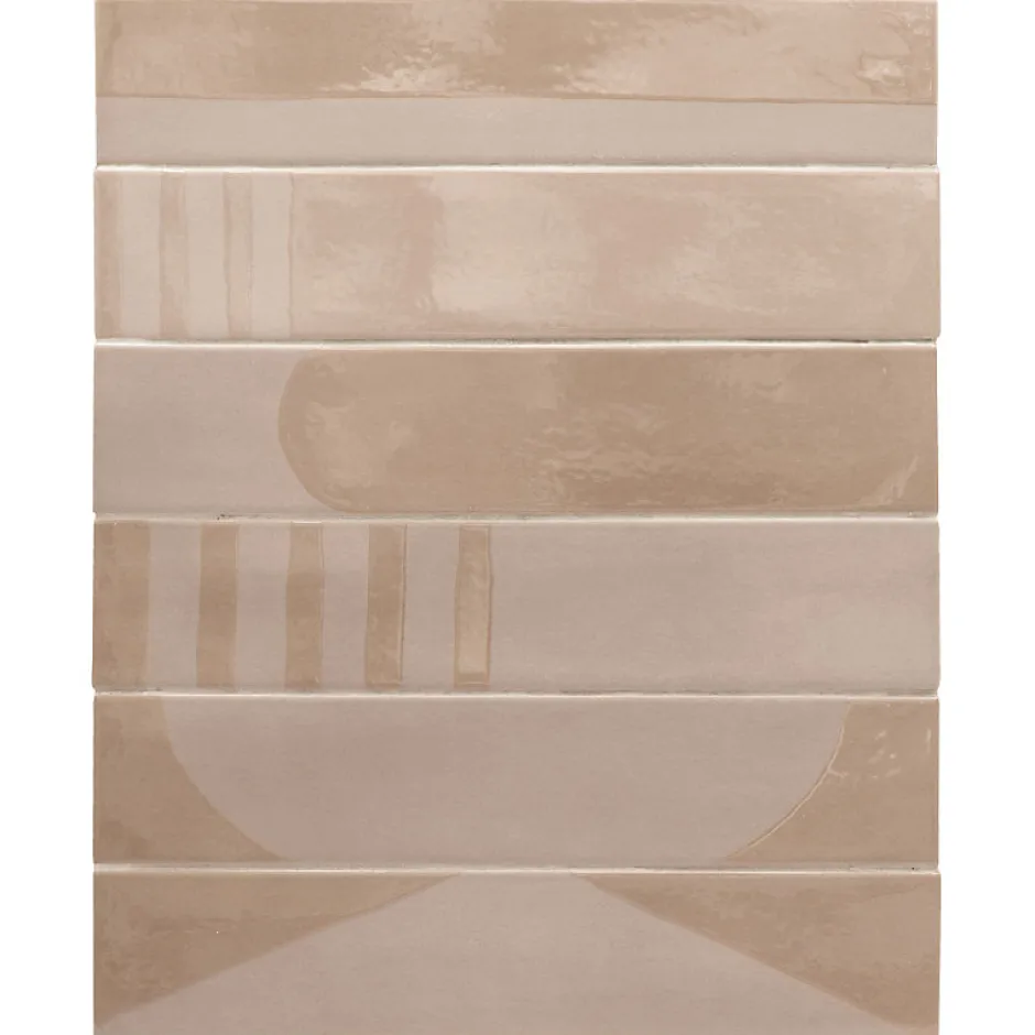 Aelle Carrelage Carrelage sol / mur brique déco mixe mate et brillant effet béton taupe 6x30 cm WADI DECOR TAUPE