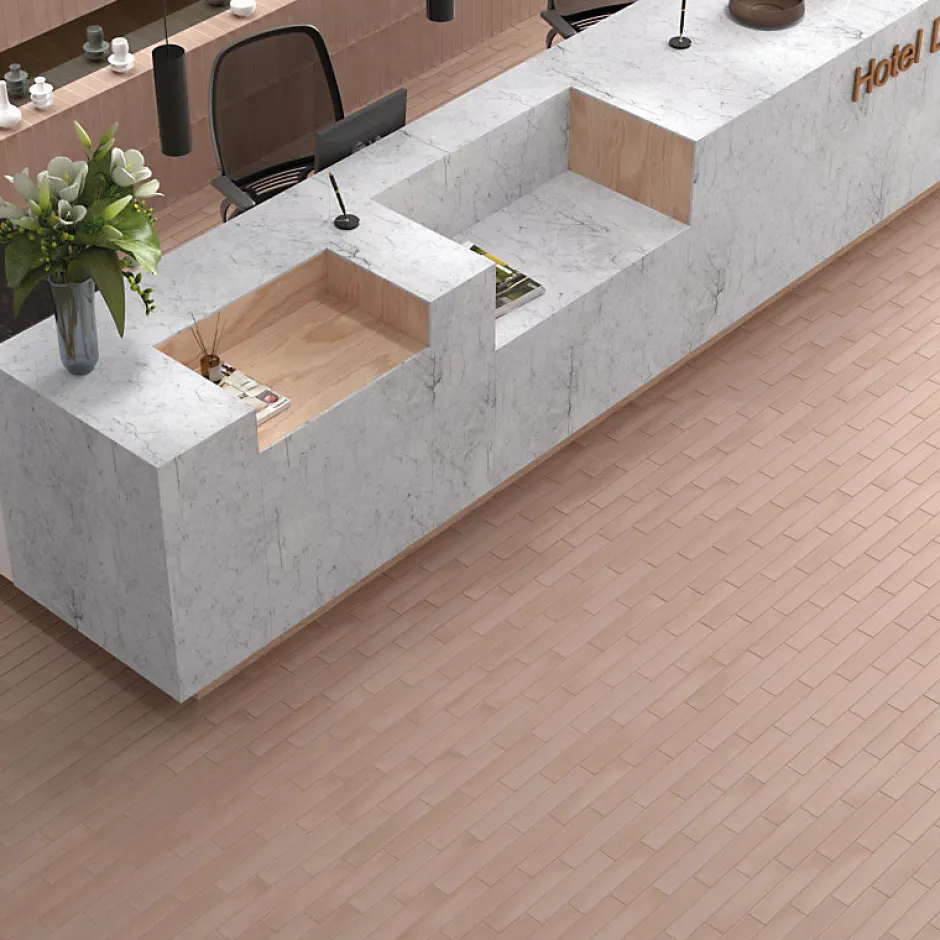 Aelle Carrelage Carrelage sol / mur brique déco mixe mate et brillant effet béton taupe 6x30 cm WADI DECOR TAUPE