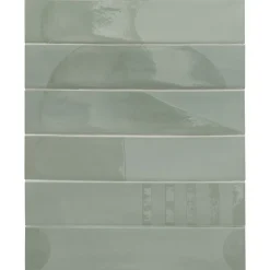 Aelle Carrelage Carrelage sol / mur brique déco mixe mate et brillant effet béton vert menthe 6x30 cm WADI DECOR MINT