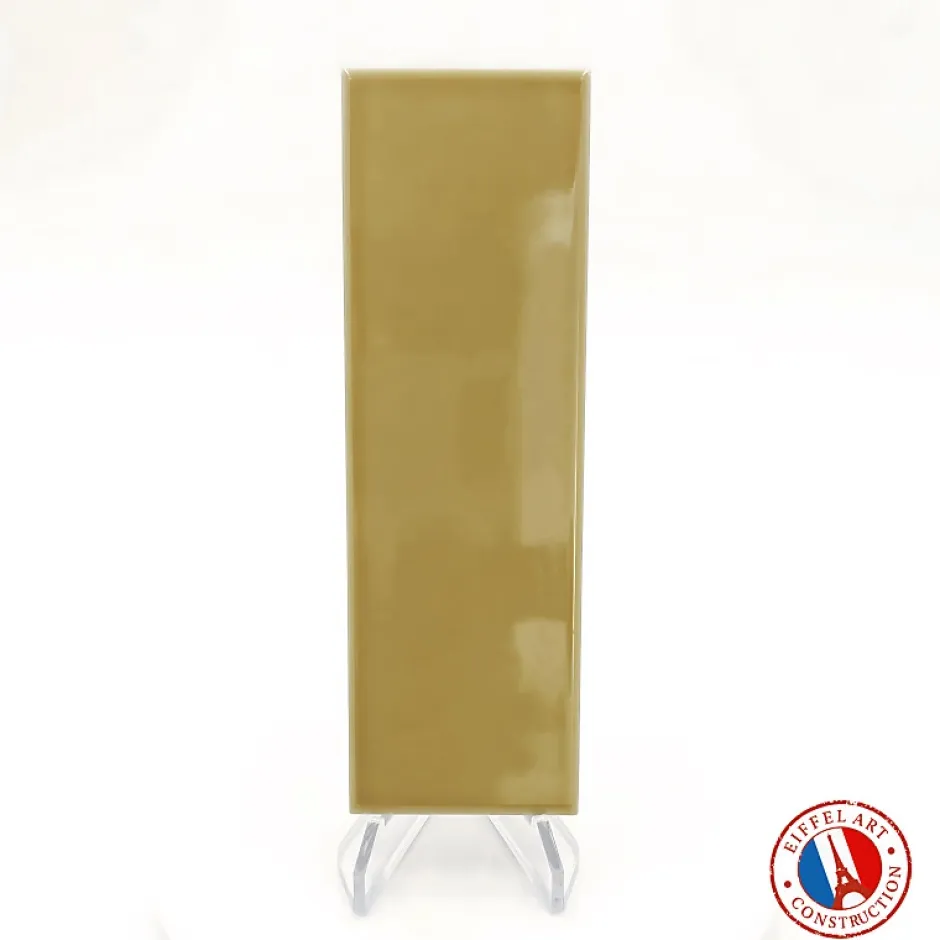 Aelle Carrelage Carrelage sol / mur briquette rectangulaire uni jaune moutarde brillant 5X15 cm FÄRGBLOCK LUCIDO SENAPE FGB113L