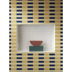 Aelle Carrelage Carrelage sol / mur briquette rectangulaire uni jaune moutarde brillant 5X15 cm FÄRGBLOCK LUCIDO SENAPE FGB113L