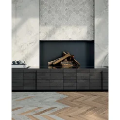 Aelle Carrelage Carrelage sol / mur chevron effet marbre gris 7,4X45 cm- SCULTOREA Foam grey chevron J474