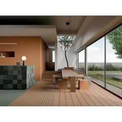 Aelle Carrelage Carrelage sol / mur décor géométrique vvert et terracotta 18,6x18,6 cm OLTRE3 Verde Cotto