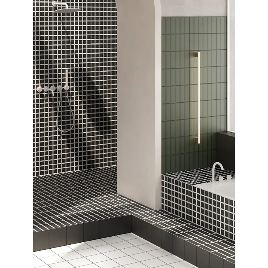 Aelle Carrelage Carrelage sol / mur décor géométrique vert et noir 18,6x18,6 cm OLTRE3 Nero Verde