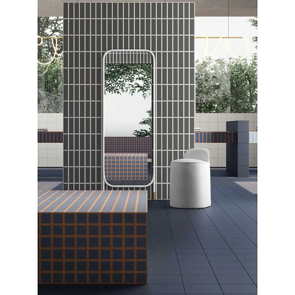 Aelle Carrelage Carrelage sol / mur décor mosaique terracotta et bleu 18,6x18,6 cm OLTRE9 Cotto Blu