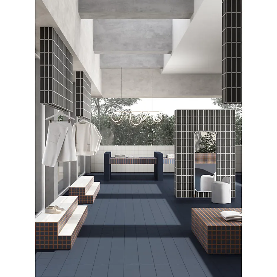 Aelle Carrelage Carrelage sol / mur décor mosaique terracotta et bleu 18,6x18,6 cm OLTRE9 Cotto Blu