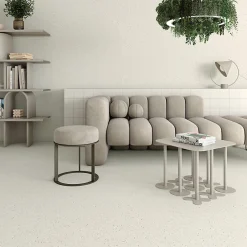 Carrelage sol / mur effet terrazzo grand format blanc 80x80 cm MICRA R Blanco-Eiffel art construction Discount