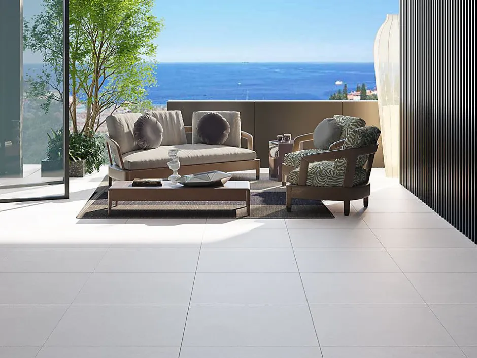 Carrelage sol / mur effet béton blanc LUNA OFF WHITE l.60 x L.120 cm Mat-Limcaro Clearance