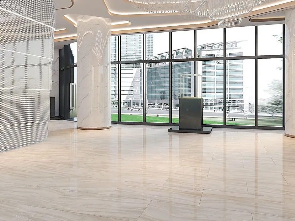 Limcaro Carrelage sol / mur effet marbre beige CANYON ORO l.60 x L.120 cm Brillant