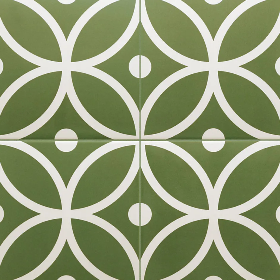 Carrelage sol / mur effet ciment à motif 20x20 cm RIVOLI - BERGEN VERDE-Aelle Carrelage Discount