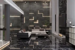 Limcaro Carrelage sol / mur effet marbre noir MAJESTIC BLACK l.60 x L.120 cm Brilliant