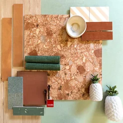 Eiffel art construction Carrelage sol / mur effet terrazzo 20x20 cm Croccante Arandano (vendu par boite de 1m2)