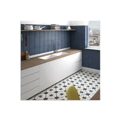 Carrelage sol / mur effet ciment motif bleu 20x20 cm ART NOUVEAU ARCADE BLUE-Aelle Carrelage Online