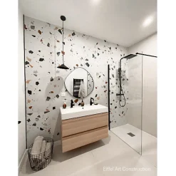 Carrelage sol / mur effet bois design chevron 60x120 cm ARTWOOD CHEVRON NUT(vendu par boite de 1.44m2)-Eiffel art construction Online