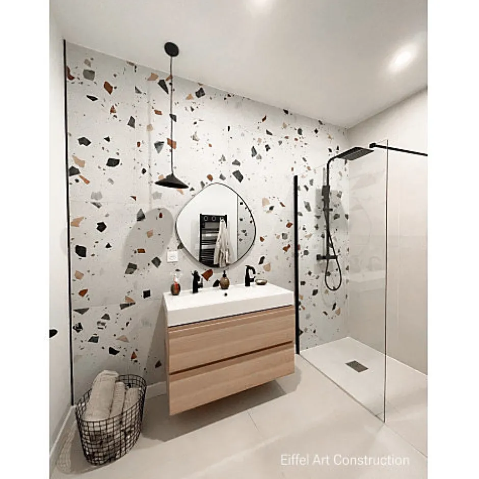 Carrelage sol / mur effet bois design chevron 60x120 cm ARTWOOD CHEVRON NUT(vendu par boite de 1.44m2)-Eiffel art construction Online