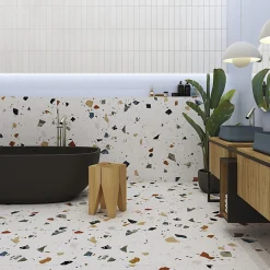 Aelle Carrelage Carrelage sol / mur effet terrazzzo coloré 60x60 cm STRACCIATELLA NACAR