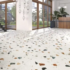 Aelle Carrelage Carrelage sol / mur effet terrazzzo coloré 60x60 cm STRACCIATELLA NACAR