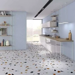 Carrelage sol / mur effet ciment uni bleu claire 20x20 cm ART NOUVEAU UNI SKY BLUE-Aelle Carrelage Sale