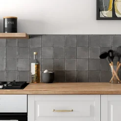 Aelle Carrelage carrelage sol / mur effet zellige bejmat noir 10x10 cm mate ARGILE DARK