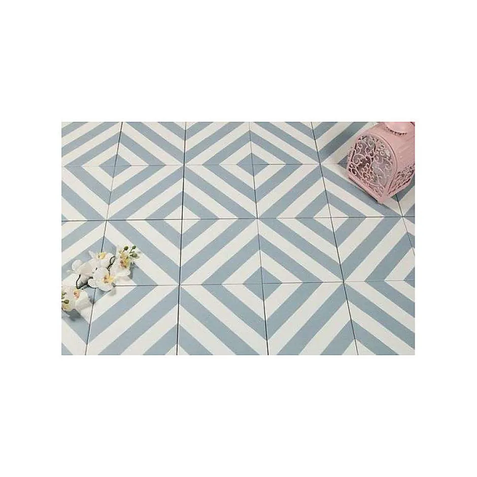 Aelle Carrelage Carrelage sol / mur effet ciment bleu 20x20 cm MAORI GOROKA CIELO