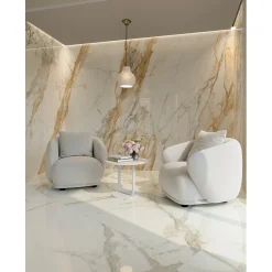 Carrelage sol / mur effet marbre beige, gris 120X120 cm - SCULTOREA calacatta vena antica J451-Aelle Carrelage Best