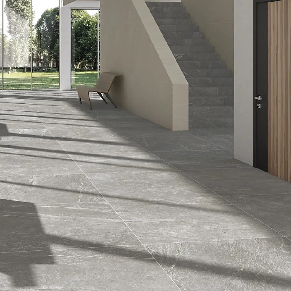 Aelle Carrelage Carrelage sol / mur effet pierre gris 60x120 cm BETILO R GREY