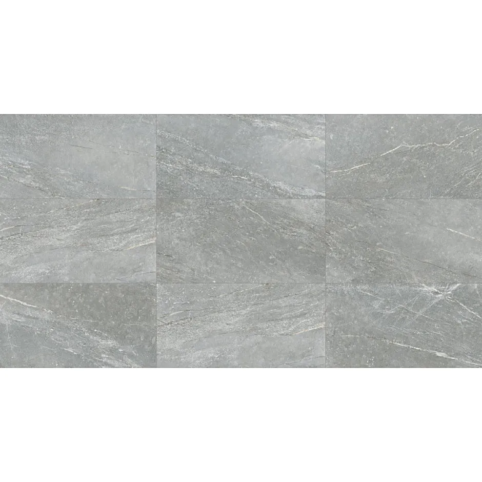 Aelle Carrelage Carrelage sol / mur effet pierre gris 60x120 cm BETILO R GREY