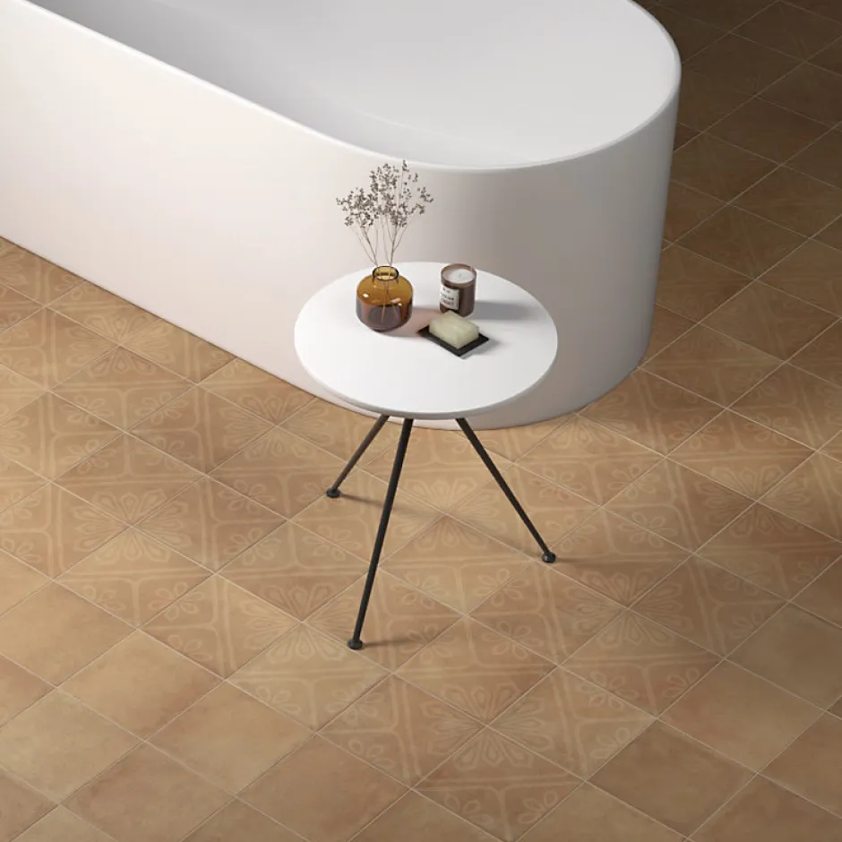 Aelle Carrelage Carrelage sol / mur effet ciment 20x20 cm terracotta - ARES DECOR COTTO