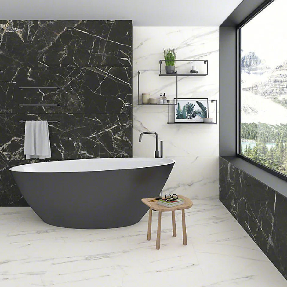 Carrelage sol / mur effet marbre gris anthracite mate 60x120 cm MARBLELOUS Wailea R-Aelle Carrelage Online