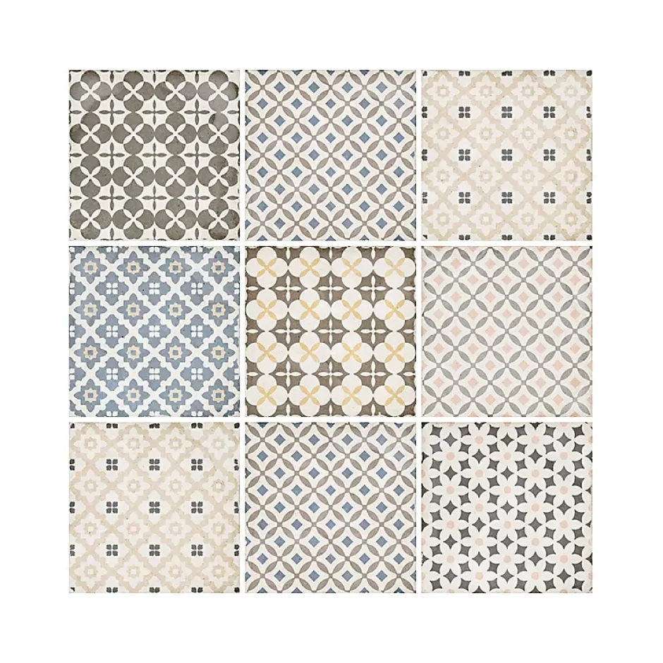 Aelle Carrelage Carrelage sol / mur effet ciment motif patchwork coloré 20x20 cm ART NOUVEAU ALAMEDA COLOUR