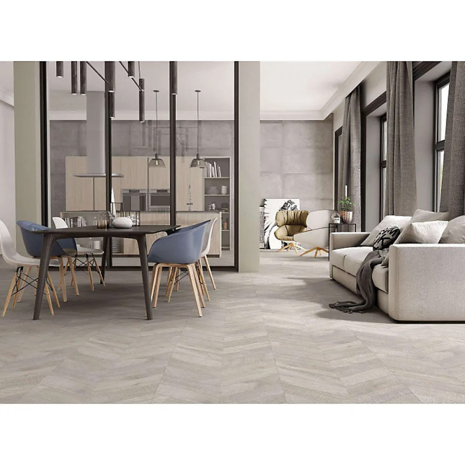 Carrelage sol / mur effet bois design chevron 60x120 cm ARTWOOD CHEVRON GREY (vendu par boite de 1.44m2)-Eiffel art construction