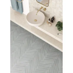 Carrelage sol / mur effet terre cuite coloré bleu 5x40 cm - CORSICA BLUE EARTH-Aelle Carrelage Online